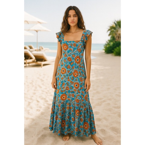 House of Harlow 1960 Dresses & Skirts - HOUSE OF HARLOW 1960 Nicole Richie Blue Floral Paisley Maxi Midi Dress X-Small